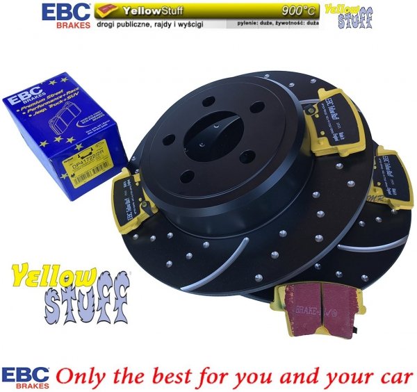 Tylne klocki YellowStuff + WIERCONE NACINANE tarcze hamulcowe EBC seria GD Dodge Charger