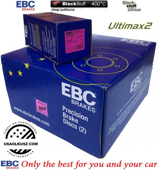 Przednie klocki Ultimax2 + NAWIERCANE NACINANE tarcze hamulcowe 330mm EBC seria GD Chevrolet Tahoe 2009-