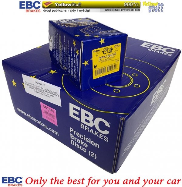 Tylne klocki YellowStuff + NAWIERCANE NACINANE tarcze hamulcowe 305mm EBC seria GD Dodge Caravan 2008-