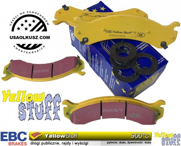 Przednie klocki YellowStuff + NACINANE tarcze hamulcowe EBC seria USR GMC Yukon XL 2500 2000-2013