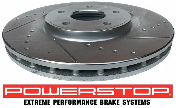 Przednia WIERCONA nacinana tarcza hamulcowa 330mm POWERSTOP Chrysler Pacifica FWD 2017-
