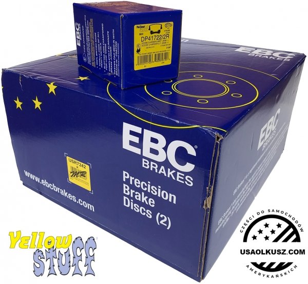 Tylne klocki YellowStuff + NACINANE NIE WENTYLOWANE tarcze hamulcowe EBC seria USR Dodge Charger RWD V6