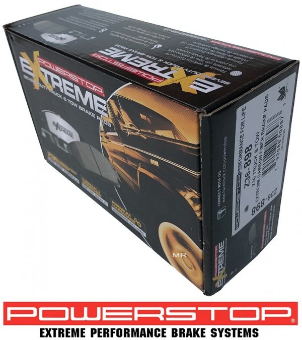 Tylne klocki Z36 + WIERCONE nacinane tarcze hamulcowe POWERSTOP 5 szpilek RAM 1500 2003-