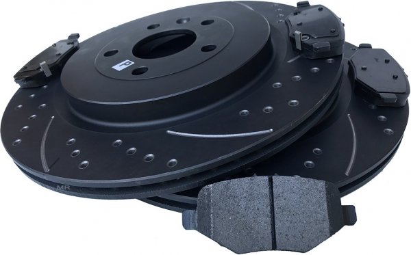 Tylne klocki +  WIERCONE nacinane tarcze hamulcowe 345mm Ford Explorer 2013-