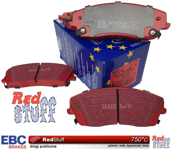 Przednie CERAMICZNE klocki RedStuff + NACINANE tarcze hamulcowe 320mm EBC seria USR Lancia Thema RWD V6