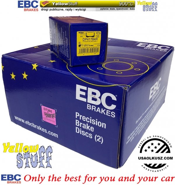 Przednie klocki YellowStuff + tarcze hamulcowe 360mm EBC seria PREMIUM Dodge Magnum 6,1 V8 SRT