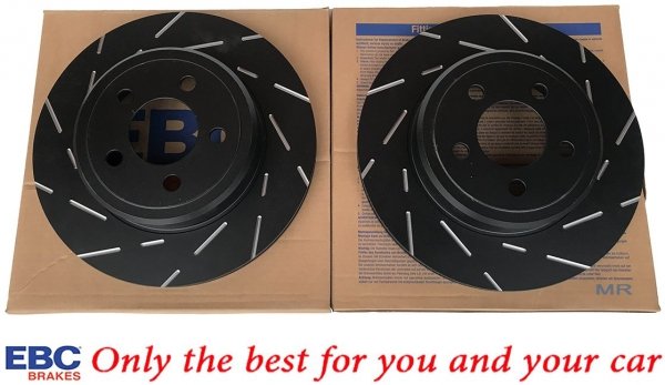 Tylne klocki Ultimax2 + NACINANE WENTYLOWANE tarcze hamulcowe EBC seria USR Chrysler 300C