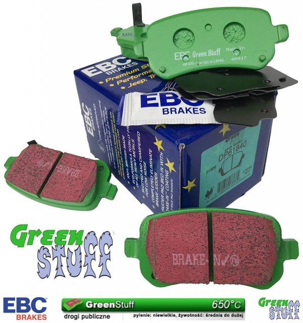 Tylne klocki GreenStuff + NACINANE tarcze hamulcowe 305mm EBC seria USR Dodge Caravan 2008-