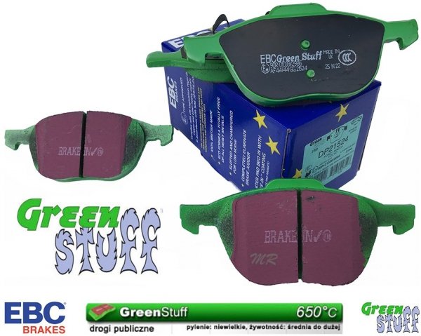 Przednie klocki GreenStuff + tarcze hamulcowe 300mm EBC seria Premium Ford Escape FWD 2013-2019