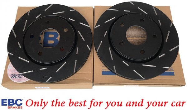 Przednie klocki Ultimax2 + NACINANE tarcze hamulcowe 302mm EBC seria USR Dodge Journey -2012