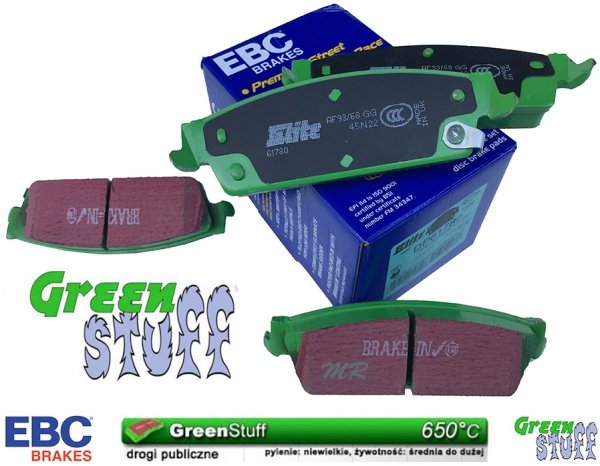 Tylne klocki GreenStuff + NAWIERCANE NACINANE tarcze EBC seria GD GMC Yukon 2007-2020