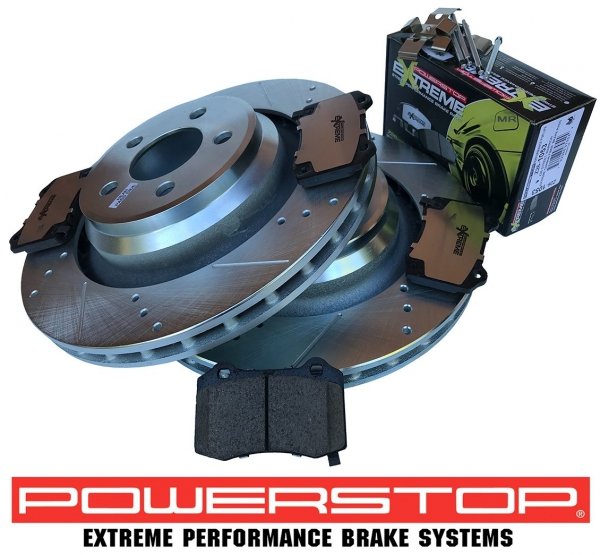 Tylne klocki Z26 + WIERCONE tarcze hamulcowe 350mm POWERSTOP Dodge Challenger SRT Hellcat Scat Pack