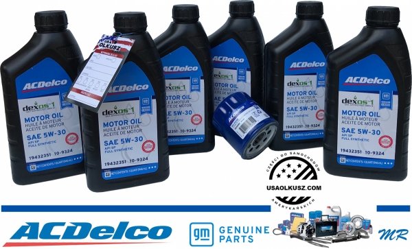 Filtr + olej silnikowy 5W30 Dexos1 Gen3 Full Synthetic API SP ACDelco Chevrolet TrailBlazer V8 2003-2006