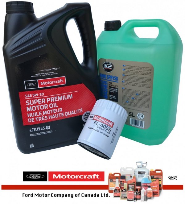 Oryginalny filtr oraz syntetyczny olej silnikowy Motorcraft 5W30 Mercury Sable 3,0 V6 -1992