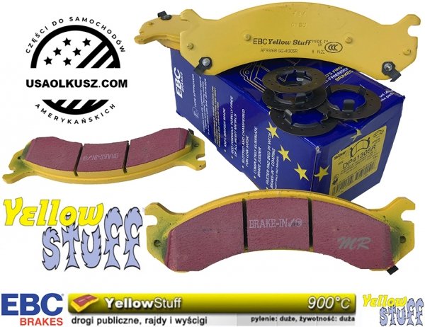 Przednie klocki YellowStuff + NAWIERCANE NACINANE tarcze hamulcowe EBC seria GD GMC Yukon XL 2500 2000-2013