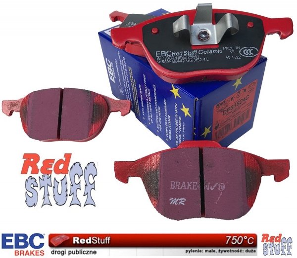 Przednie CERAMICZNE klocki RedStuff + tarcze hamulcowe 300mm EBC seria Premium Ford Escape FWD 2013-2019