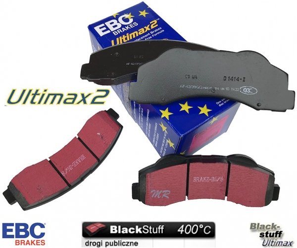 Przednie klocki Ultimax2 + NAWIERCANE NACINANE tarcze hamulcowe EBC seria GD Ford F-150 2010-