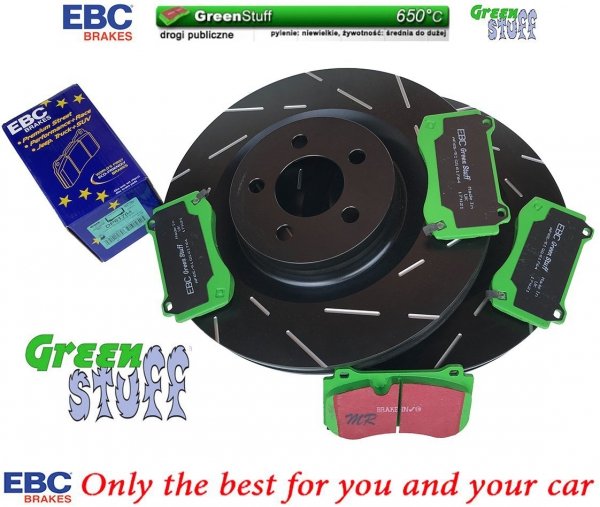 Przednie klocki GreenStuff + NACINANE tarcze hamulcowe 360mm EBC seria USR Dodge Challenger SRT Scat Pack