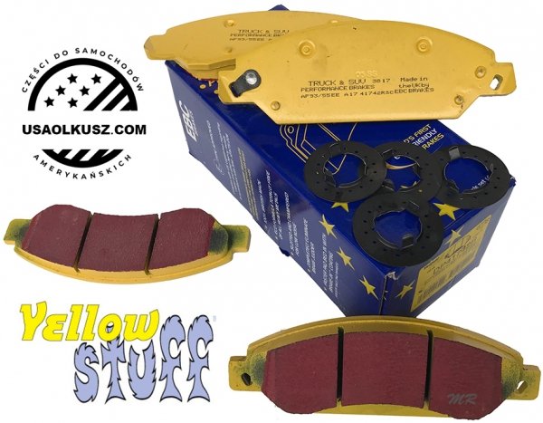 Przednie klocki YellowStuff + NAWIERCANE NACINANE tarcze hamulcowe 330mm EBC seria GD GMC Yukon 2007-2008