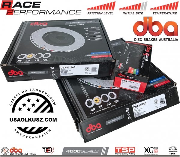 Przednie klocki RACE PERFORMANCE + tarcze hamulcowe DBA seria 4000 T3 Ford Mustang 5,0 V8 2015-