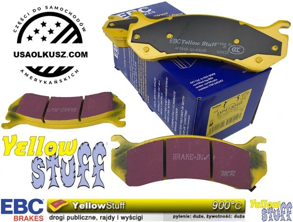 Przednie klocki YellowStuff + NACINANE tarcze hamulcowe EBC seria USR GMC Yukon -2006