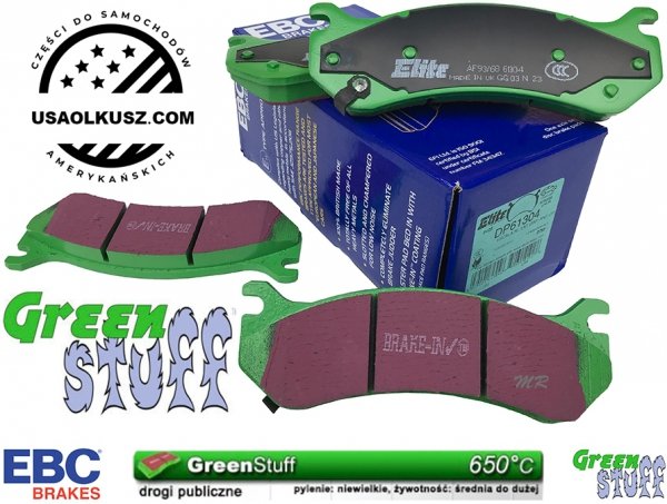 Przednie klocki GreenStuff + NAWIERCANE NACINANE tarcze hamulcowe EBC seria GD Chevrolet Suburban 1500 -2006