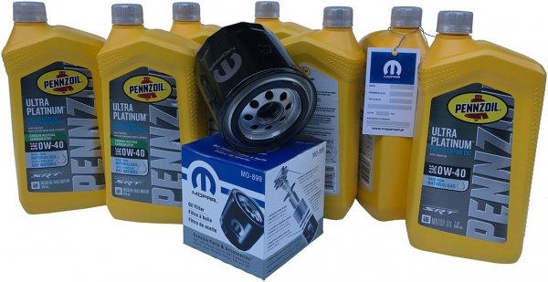 Olej Pennzoil 0W40 oraz oryginalny filtr MOPAR Dodge Durango SRT 6,4 V8