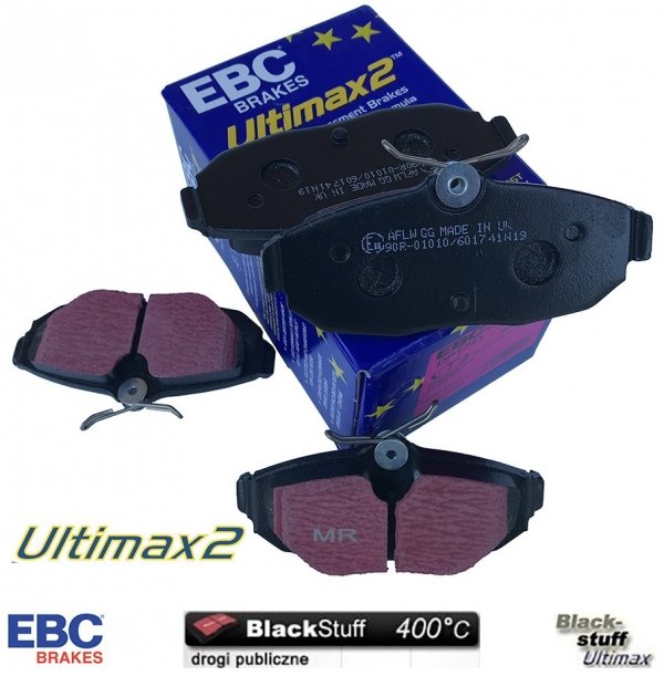 Tylne klocki Ultimax2 + tarcze hamulcowe EBC seria PREMIUM Ford Mustang 2005-2014