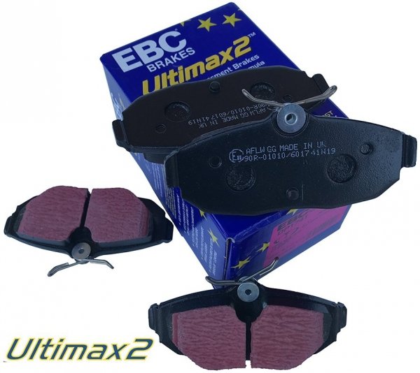 Tylne klocki Ultimax2 + NACINANE tarcze hamulcowe EBC seria BSD Ford Mustang 2005-2014