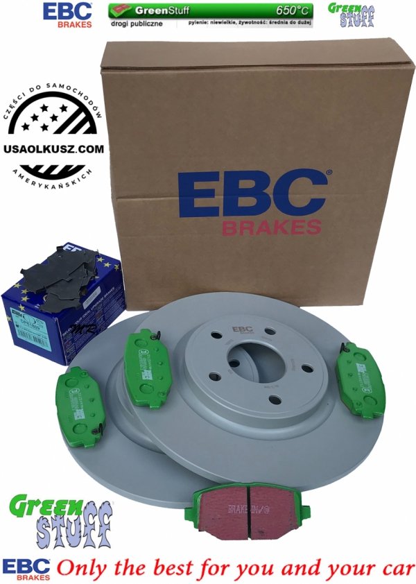 Tylne klocki GreenStuff + tarcze hamulcowe 328mm EBC seria Premium Chrysler Voyager Town Country 2012-