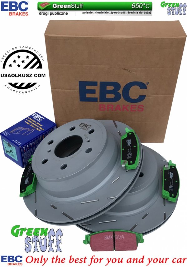 Tylne klocki GreenStuff + NACINANE tarcze hamulcowe 345mm EBC seria USR Chevrolet Silverado 1500 2007-2019