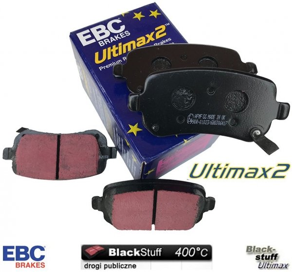 Tylne klocki Ultimax2 + NACINANE tarcze hamulcowe 305mm EBC seria USR Dodge Caravan 2008-