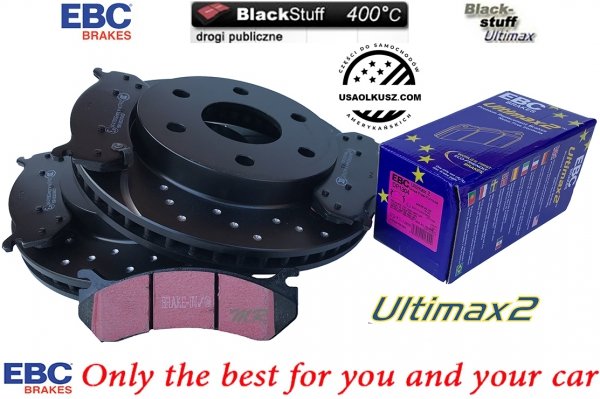 Przednie klocki Ultimax2 + NAWIERCANE NACINANE tarcze hamulcowe EBC seria GD GMC Yukon -2006