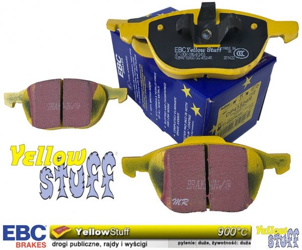 Przednie klocki YellowStuff + NACINANE tarcze hamulcowe 300mm EBC seria USR Ford Escape FWD 2013-2019