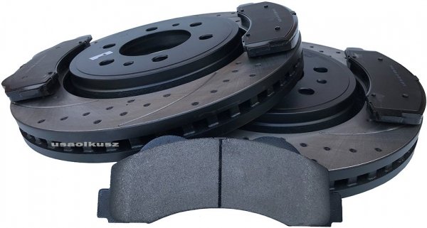 Przednie klocki + WIERCONE tarcze hamulcowe Ford Expedition 2010-2021