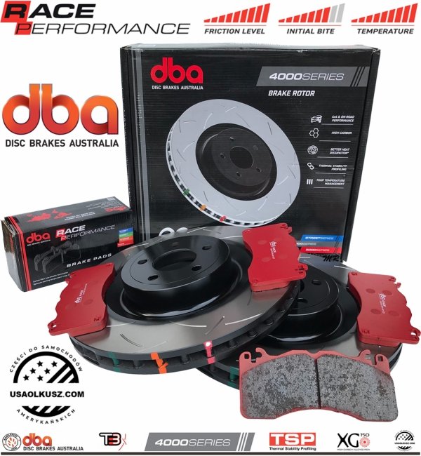 Przednie klocki RACE PERFORMANCE + tarcze hamulcowe DBA seria 4000 T3 Ford Mustang 5,0 V8 2015-