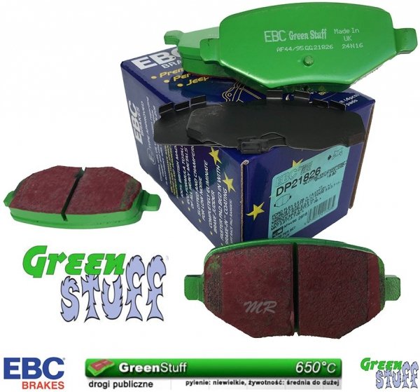 Tylne klocki GreenStuff + NAWIERCANE NACINANE tarcze hamulcowe 330mm EBC seria GD Lincoln MKX 2011-2015