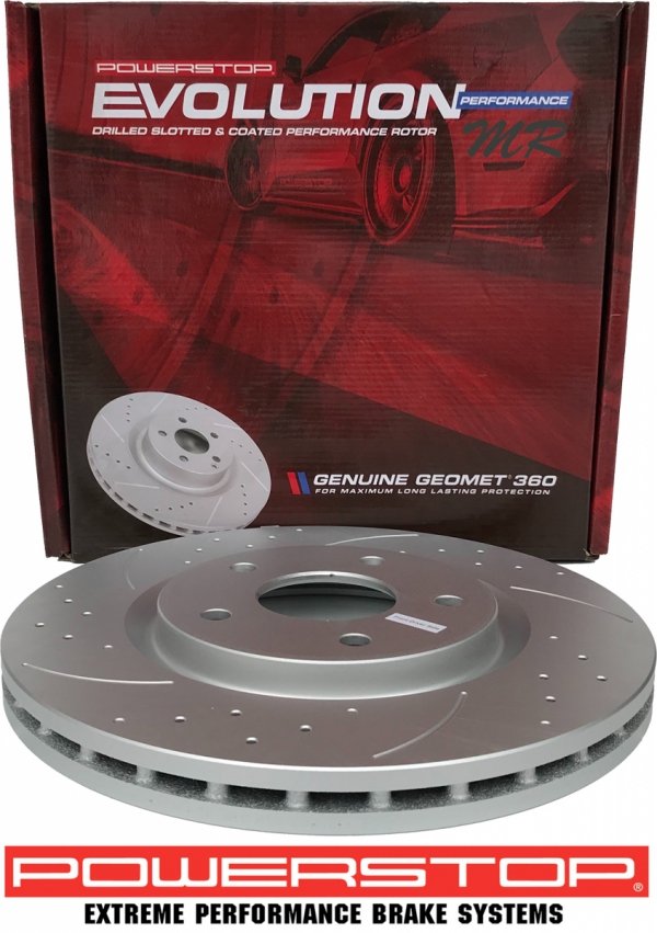 Przednia WIERCONA nacinana tarcza hamulcowa 330mm POWERSTOP Chrysler Pacifica FWD 2017-
