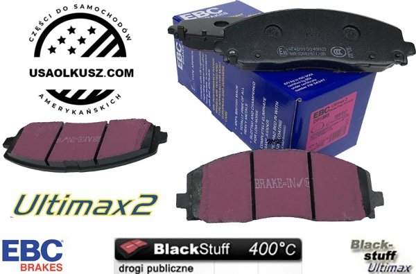 Przednie klocki Ultimax2 + NAWIERCANE NACINANE tarcze hamulcowe 330mm EBC seria GD Chrysler Pacifica FWD 2017-