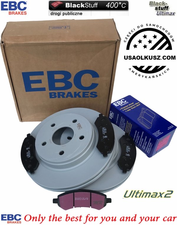 Przednie klocki Ultimax2 + tarcze hamulcowe EBC seria PREMIUM Dodge RAM 1500 2006-