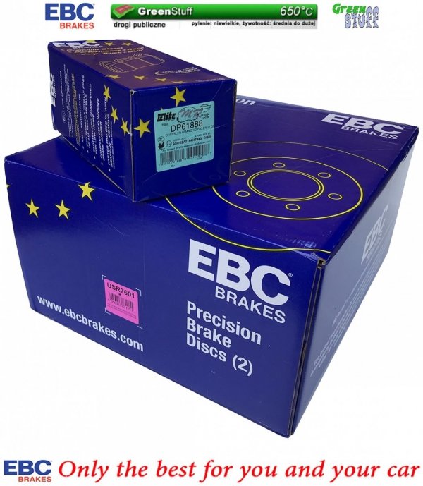 Przednie klocki GreenStuff + NACINANE tarcze hamulcowe 330mm EBC seria USR Dodge Caravan 2012-