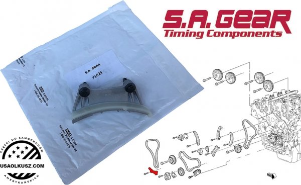 Prowadnica dolnego centralnego łańcucha rozrządu silnika górna Cadillac CTS V6 2004-2015