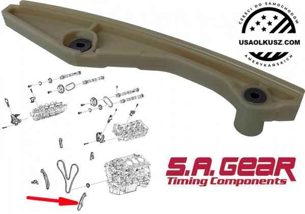 Prowadnica lewa dolna głównego  łańcucha rozrządu silnika Ford Flex 3,5 V6 Ti-VCT Naturally Aspirated  2013-