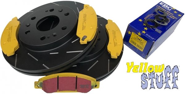 Przednie klocki YellowStuff + NACINANE tarcze hamulcowe 330mm EBC seria USR Chevrolet Avalanche 1500 2007-2008