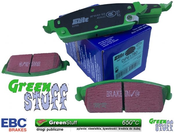 Tylne klocki GreenStuff + NACINANE tarcze hamulcowe EBC seria USR GMC Yukon 2007-2020