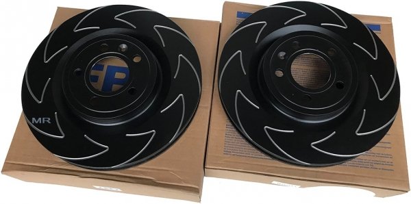 Przednie klocki YellowStuff + NACINANE tarcze hamulcowe 336mm EBC seria BSD Ford Mustang 2011-2014