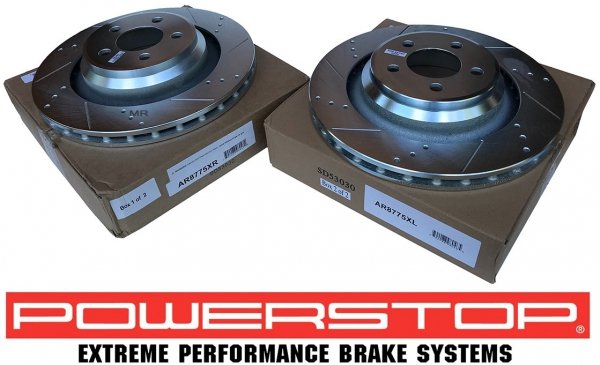 Tylne klocki Z26 + WIERCONE tarcze hamulcowe 350mm POWERSTOP Dodge Challenger SRT Hellcat Scat Pack
