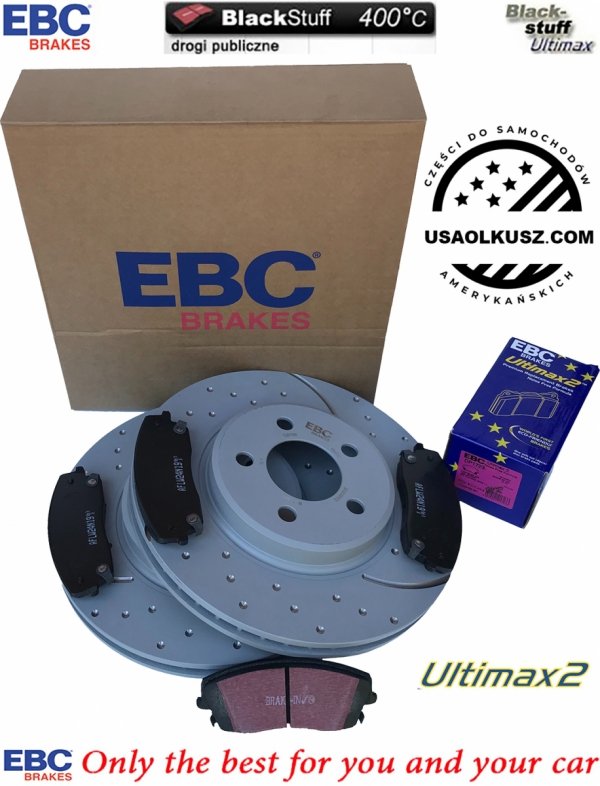 Przednie klocki Ultimax2 + WIERCONE NACINANE tarcze hamulcowe 320mm EBC seria GD Lancia Thema RWD V6