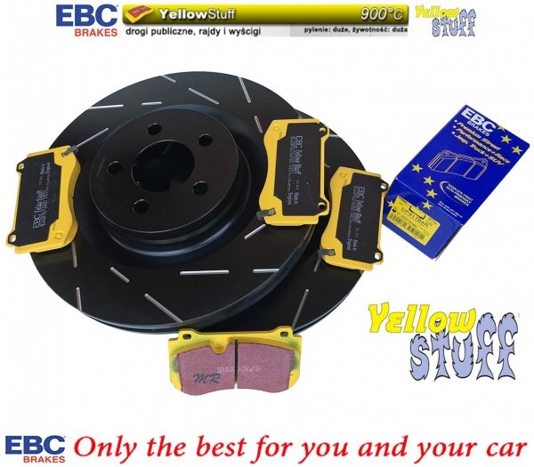 Przednie klocki YellowStuff + NACINANE tarcze hamulcowe 360mm EBC seria USR Chrysler 300C SRT