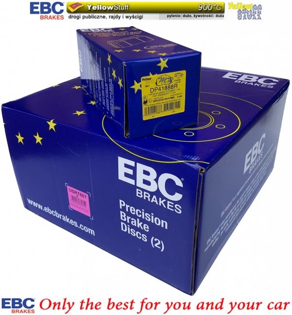 Przednie klocki YellowStuff + NACINANE tarcze hamulcowe 330mm EBC seria USR Lancia Voyager 2012-
